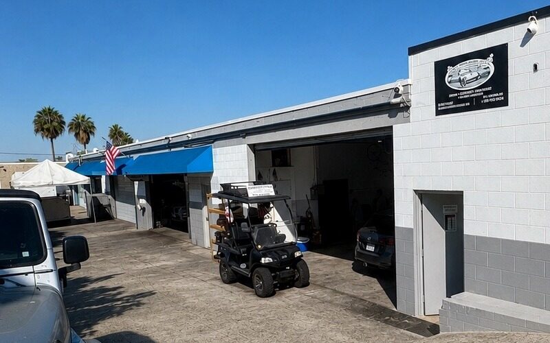 La Jolla Automotive Services shop exterior with open service bays